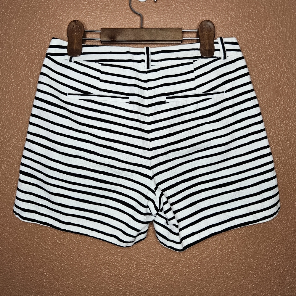 J.Crew Striped Pleated Shorts Nautical Black/ White Women's Size 4 - Picture 2 of 13